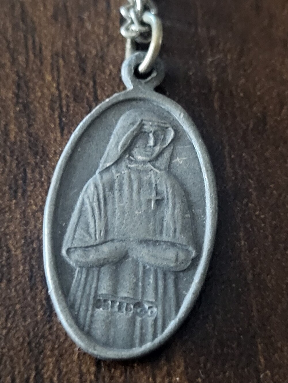 Vintage Creed St. Faustina Divine Mercy Catholic Medal Pendant, Silver Tone